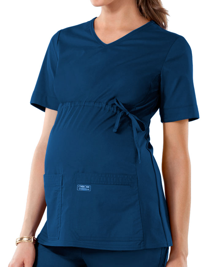 Workwear Maternity VNeck Knit Panel Nurse Scrub Top