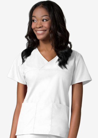 Maevn Core Women's Contrast Mock Wrap Top
