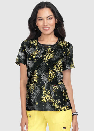 Koi Lite Lola Women's 2-Pocket Keyhole Neckline Print Scrub Top