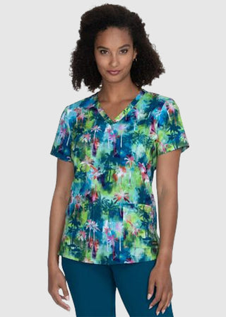 Koi Planet Isla Women's Palm Oasis Print Scrub Top