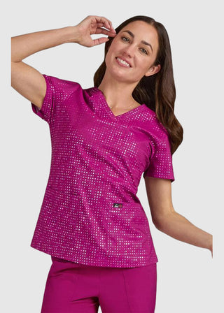 Koi Lite Women's Iridescent Azalea Pink Velora Top