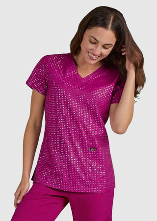 Koi Lite Women's Iridescent Azalea Pink Velora Top