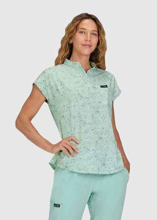 Koi Basics Ari Split Neck Print Top Women's Splatt Sage