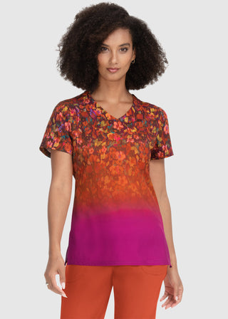 Koi Lite Meena Women's Ombre Floral Tuck-in Ombre Scrub Top
