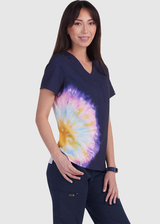 Koi Basics Lani Women's Tie Dye Splash Stretch Print Top