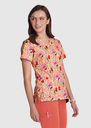 Koi Artists Series Rosalie Women's Flower Babes Print Scrub Top