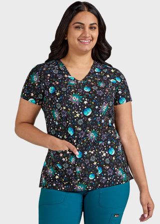 Koi Artists Series Rosalie Women's Moon and Sun Print Scrub Top