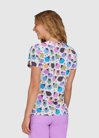 Koi Artists Series Rosalie Women's Find the Black Sheep Print Scrub Top