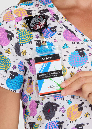 Koi Artists Series Rosalie Women's Find the Black Sheep Print Scrub Top