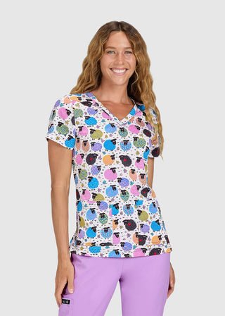 Koi Artists Series Rosalie Women's Find the Black Sheep Print Scrub Top