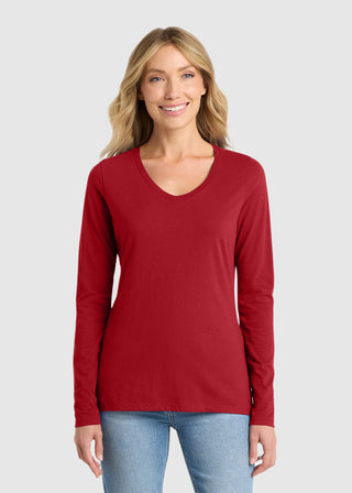 Port & Company Women's Long Sleeve Fan Favorite V-Neck Tee