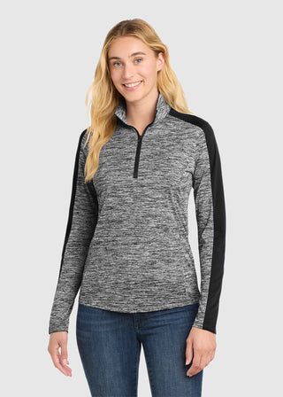 SportTek Women's PosiCharge Electric Heather Colorblock 1 4 Zip Pullover