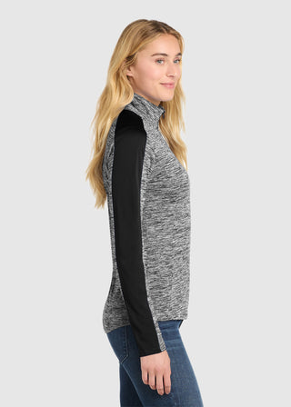 SportTek Women's PosiCharge Electric Heather Colorblock 1 4 Zip Pullover