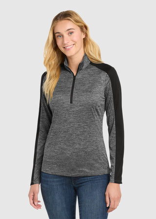 SportTek Women's PosiCharge Electric Heather Colorblock 1 4 Zip Pullover