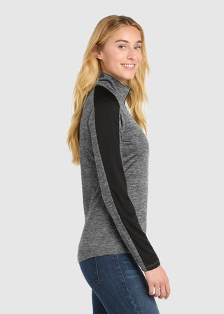 SportTek Women's PosiCharge Electric Heather Colorblock 1 4 Zip Pullover