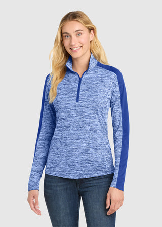 SportTek Women's PosiCharge Electric Heather Colorblock 1 4 Zip Pullover