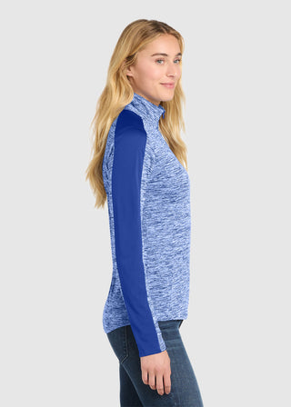 SportTek Women's PosiCharge Electric Heather Colorblock 1 4 Zip Pullover