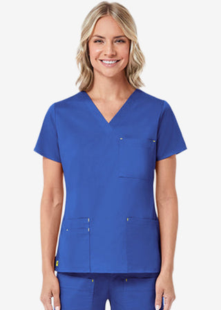 Maevn Blossom Women's Three Pocket V-Neck Top