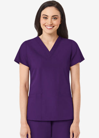 Maevn Red Panda Women's Two Pocket V-Neck Solid Scrub Top