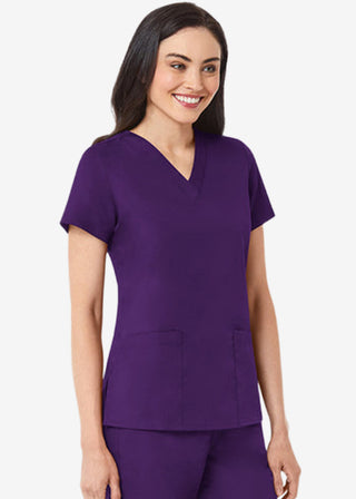 Maevn Red Panda Women's Two Pocket V-Neck Solid Scrub Top