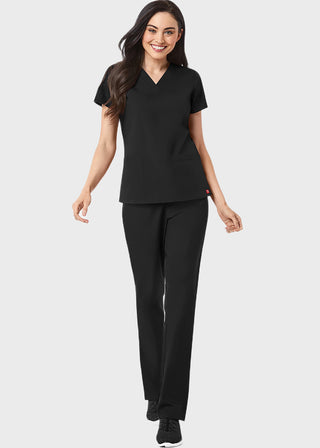 Maevn Red Panda Women's Two Pocket V-Neck Solid Scrub Top