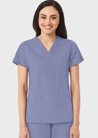 Maevn Red Panda Women's Two Pocket V-Neck Solid Scrub Top