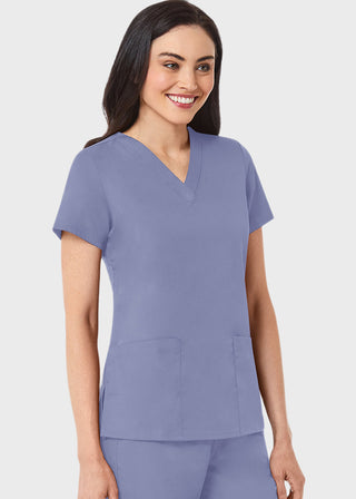 Maevn Red Panda Women's Two Pocket V-Neck Solid Scrub Top