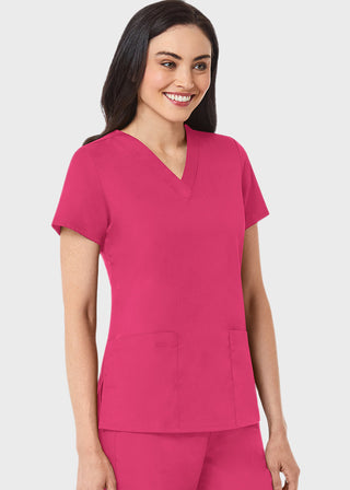 Maevn Red Panda Women's Two Pocket V-Neck Solid Scrub Top
