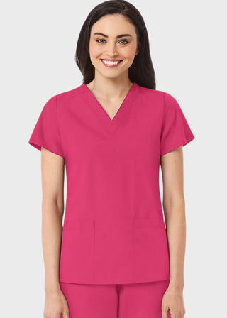 Maevn Red Panda Women's Two Pocket V-Neck Solid Scrub Top