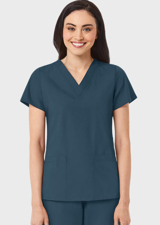 Maevn Red Panda Women's Two Pocket V-Neck Solid Scrub Top