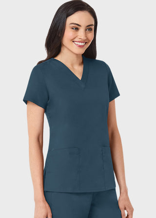 Maevn Red Panda Women's Two Pocket V-Neck Solid Scrub Top