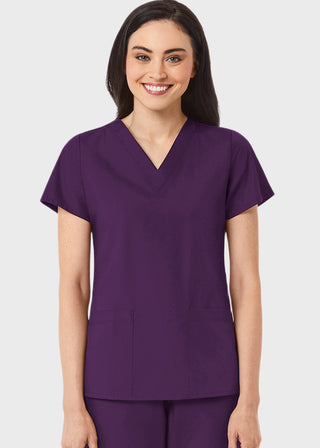 Maevn Red Panda Women's Two Pocket V-Neck Solid Scrub Top