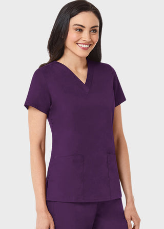 Maevn Red Panda Women's Two Pocket V-Neck Solid Scrub Top