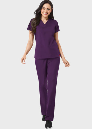 Maevn Red Panda Women's Two Pocket V-Neck Solid Scrub Top