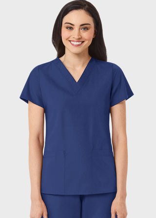 Maevn Red Panda Women's Two Pocket V-Neck Solid Scrub Top