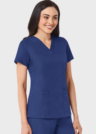 Maevn Red Panda Women's Two Pocket V-Neck Solid Scrub Top