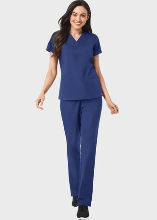 Maevn Red Panda Women's Two Pocket V-Neck Solid Scrub Top