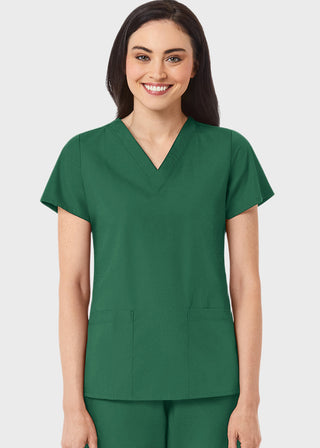 Maevn Red Panda Women's Two Pocket V-Neck Solid Scrub Top