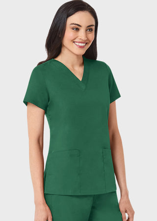 Maevn Red Panda Women's Two Pocket V-Neck Solid Scrub Top