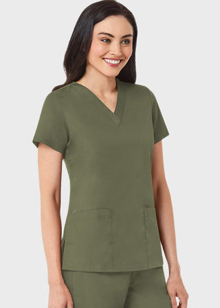 Maevn Red Panda Women's Two Pocket V-Neck Solid Scrub Top