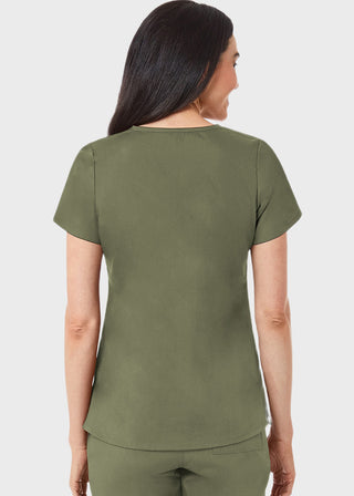 Maevn Red Panda Women's Two Pocket V-Neck Solid Scrub Top