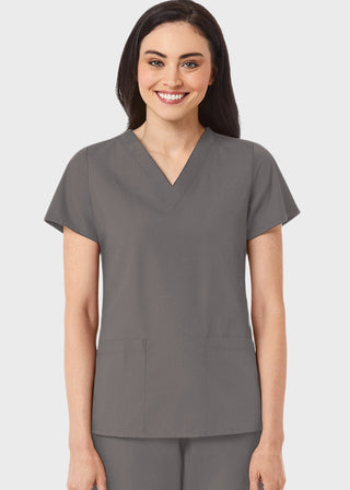 Maevn Red Panda Women's Two Pocket V-Neck Solid Scrub Top