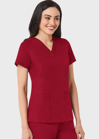 Maevn Red Panda Women's Two Pocket V-Neck Solid Scrub Top