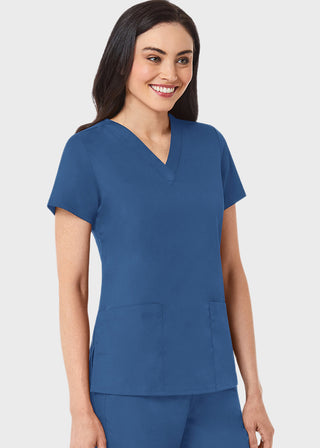 Maevn Red Panda Women's Two Pocket V-Neck Solid Scrub Top