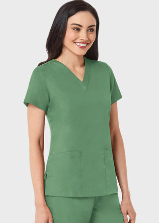 Maevn Red Panda Women's Two Pocket V-Neck Solid Scrub Top