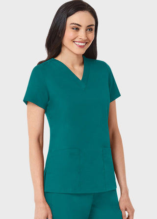 Maevn Red Panda Women's Two Pocket V-Neck Solid Scrub Top
