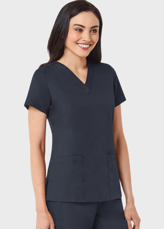 Maevn Red Panda Women's Two Pocket V-Neck Solid Scrub Top