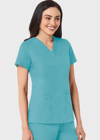 Maevn Red Panda Women's Two Pocket V-Neck Solid Scrub Top