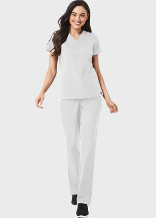 Maevn Red Panda Women's Two Pocket V-Neck Solid Scrub Top