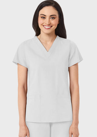 Maevn Red Panda Women's Two Pocket V-Neck Solid Scrub Top